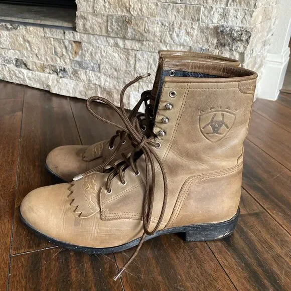 Vintage Ariat 2056 A2 Competitor Heritage Laced Boots Two Tone Kiltie Mens 7.5 Ariat heritage lacer kiltie - Gem main image 2